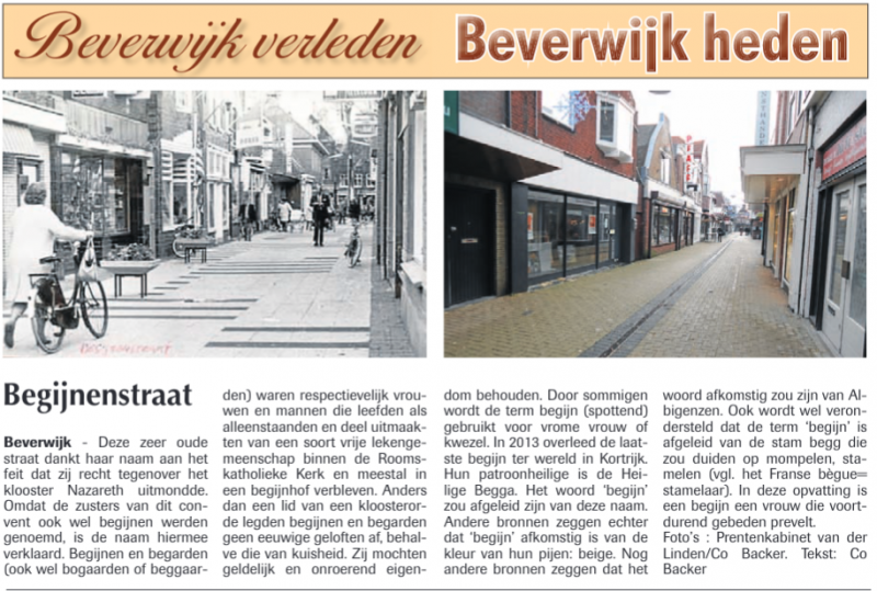 Begijenstraat
Uit de Beverwijker 6 februari 2014
