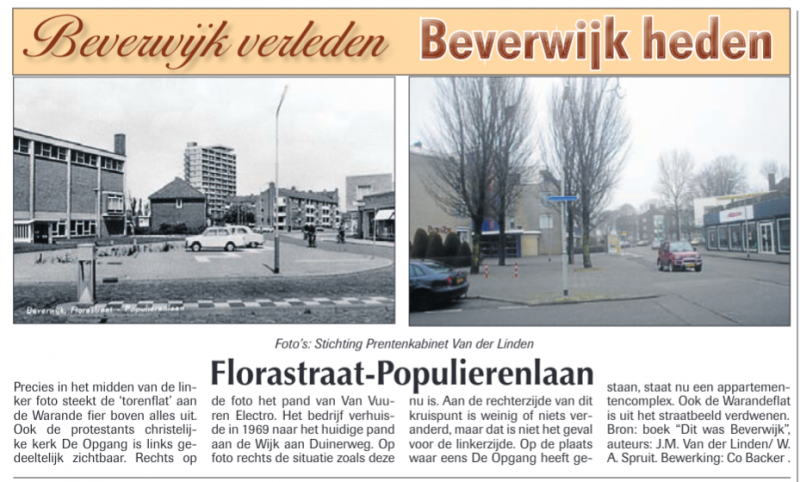 Florastraat/Populierenlaan
Uit de Beverwijker van 26 april 2012
